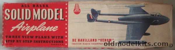 Ace Whitman 1/64 De Havilland Venom Fighter - Balsa Model Airplane Kit, 2284 plastic model kit